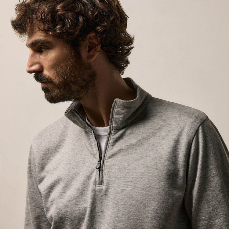 Fine French Terry Half Zip in Heather Grey | James Perse Los Angeles
