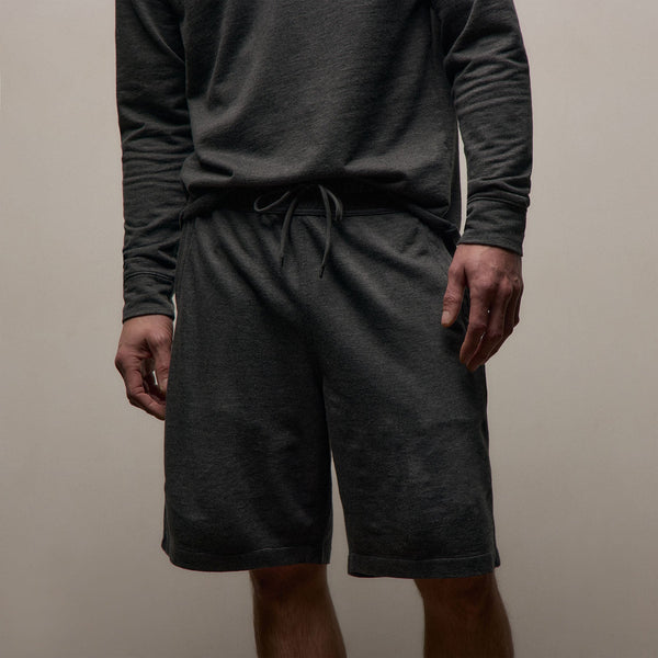 Fine French Terry Short in Heather Charcoal | James Perse Los Angeles