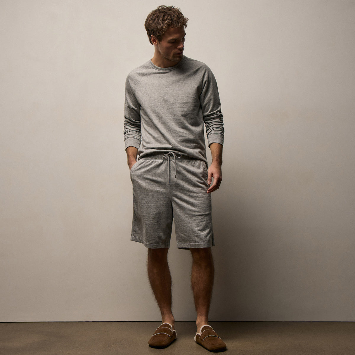 Fine French Terry Short In Heather Grey | James Perse Los Angeles