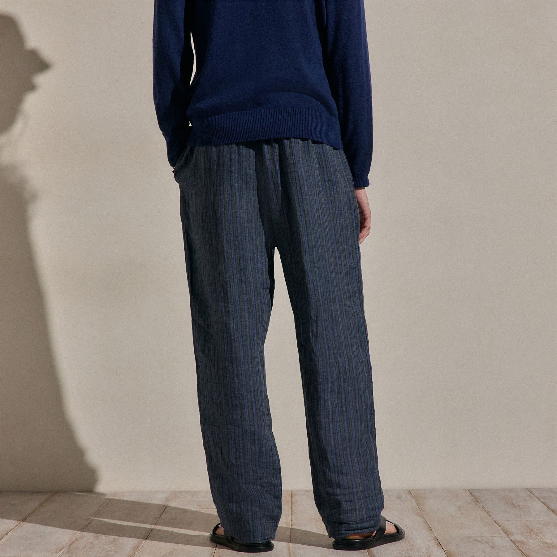 Washed Stripe Linen Relaxed Pant in Blue Stripe | James Perse Los Angeles