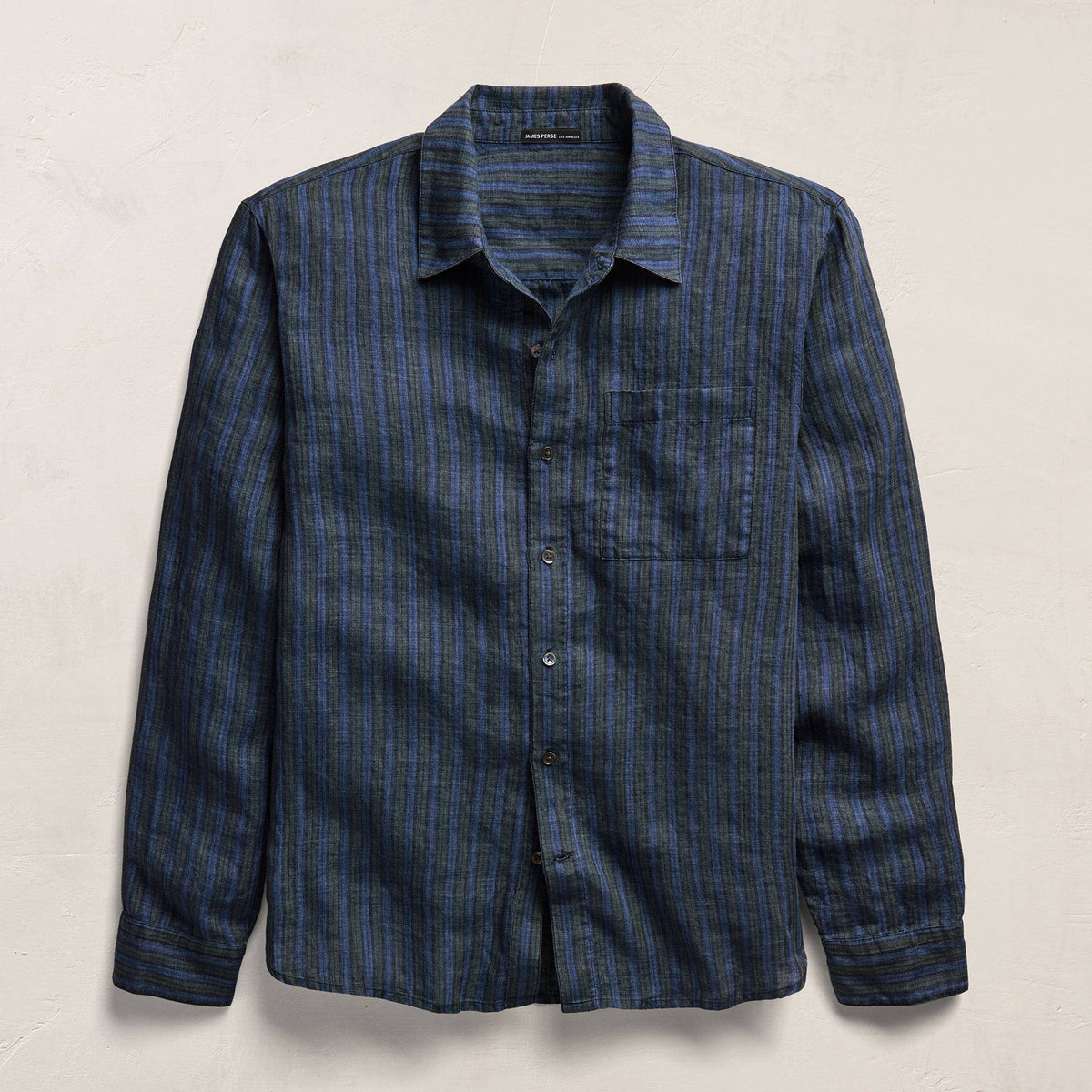 Washed Stripe Linen Shirt in Blue Stripe | James Perse Los Angeles