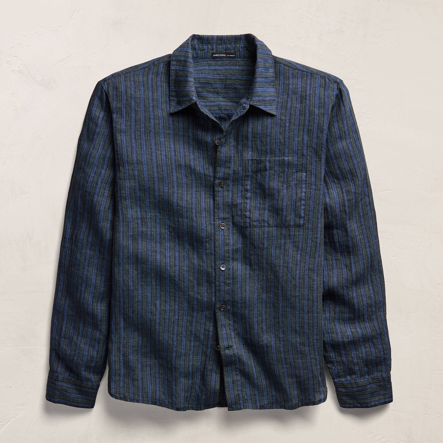 Washed Stripe Linen Shirt in Blue Stripe | James Perse Los Angeles