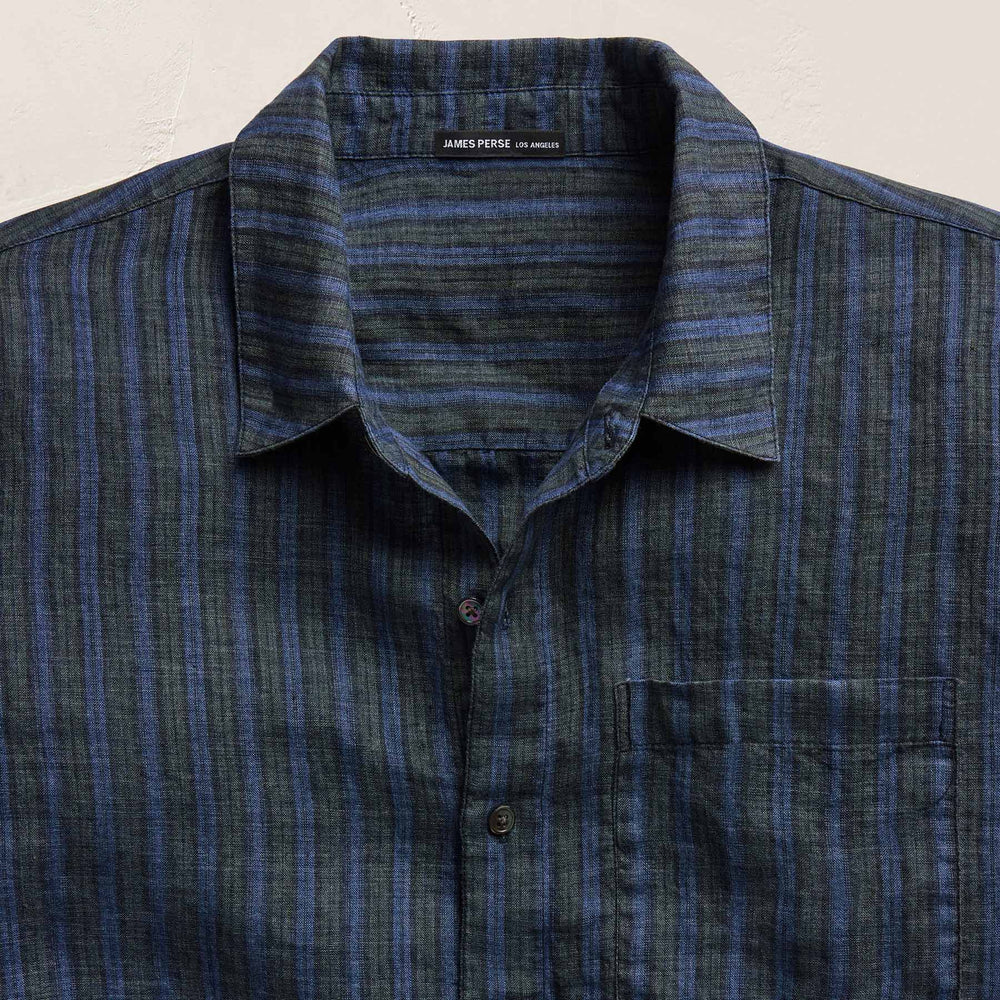 Washed Stripe Linen Shirt in Blue Stripe | James Perse Los Angeles