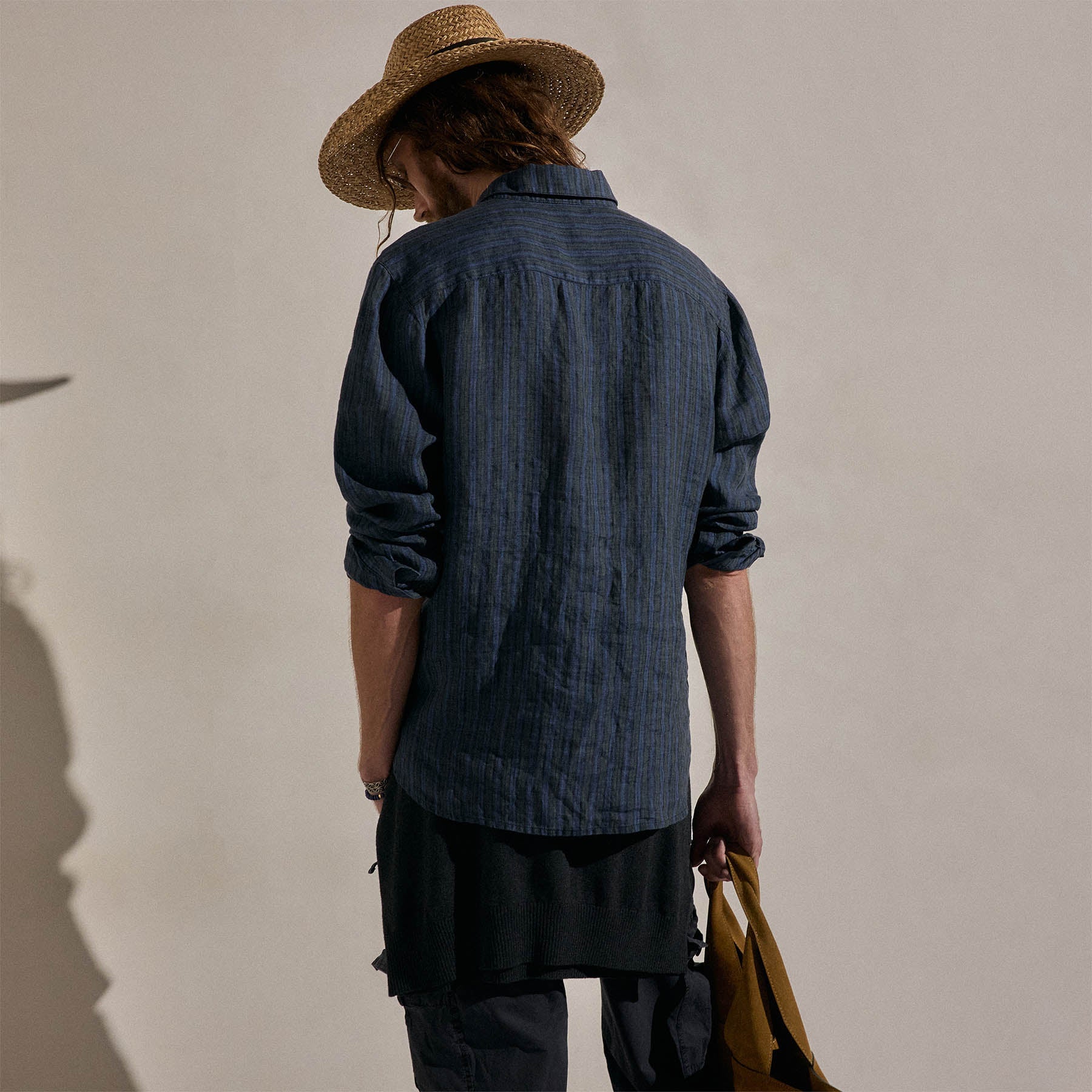Washed Stripe Linen Shirt in Blue Stripe | James Perse Los Angeles