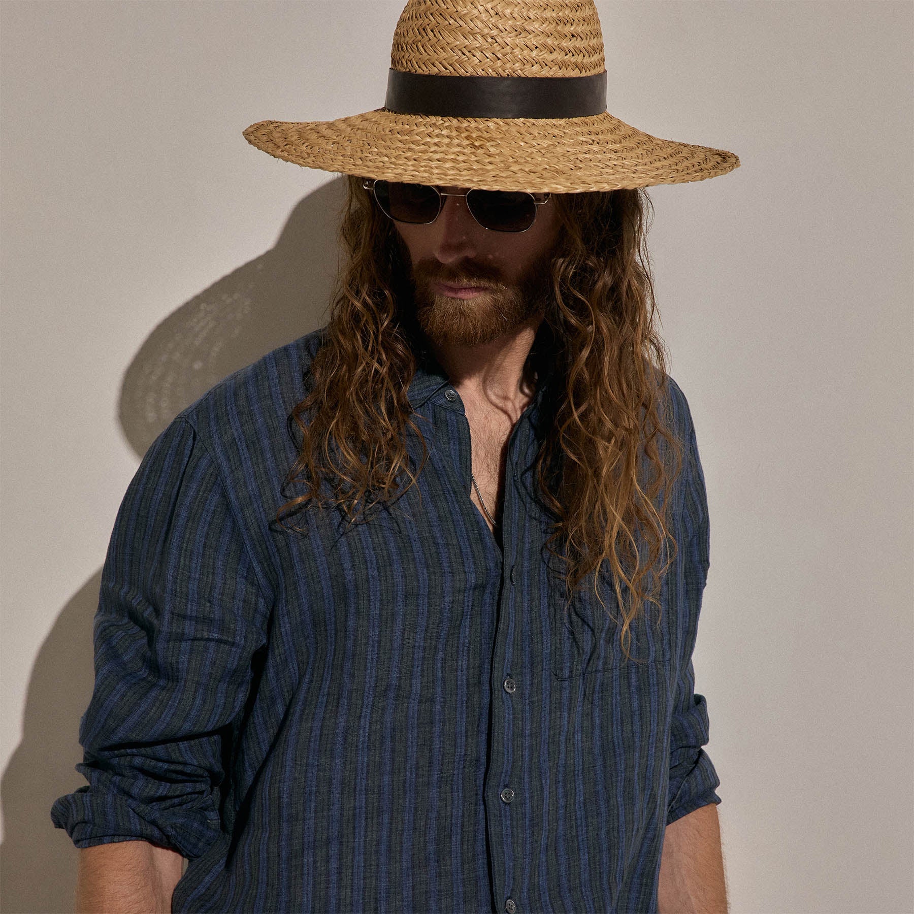 Washed Stripe Linen Shirt in Blue Stripe | James Perse Los Angeles