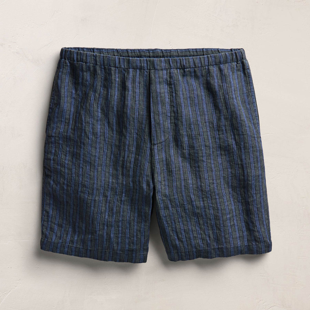 Washed Stripe Linen Relaxed Short in Blue Stripe | James Perse Los Angeles