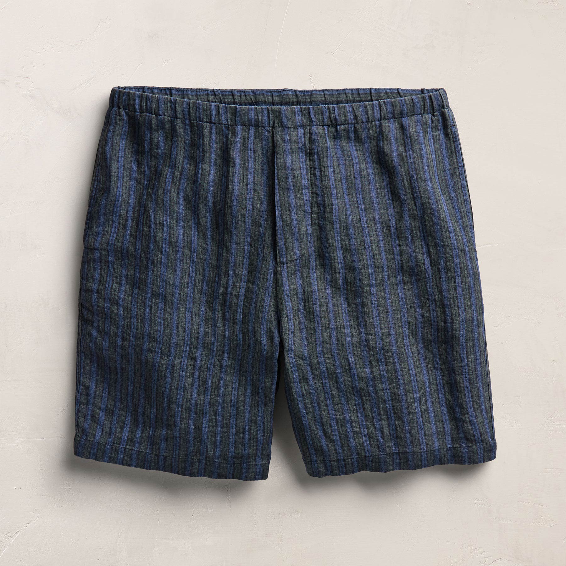 Washed Stripe Linen Relaxed Short in Blue Stripe | James Perse Los Angeles
