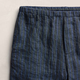 Washed Stripe Linen Relaxed Short in Blue Stripe | James Perse Los Angeles