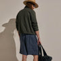 Washed Stripe Linen Relaxed Short in Blue Stripe | James Perse Los Angeles