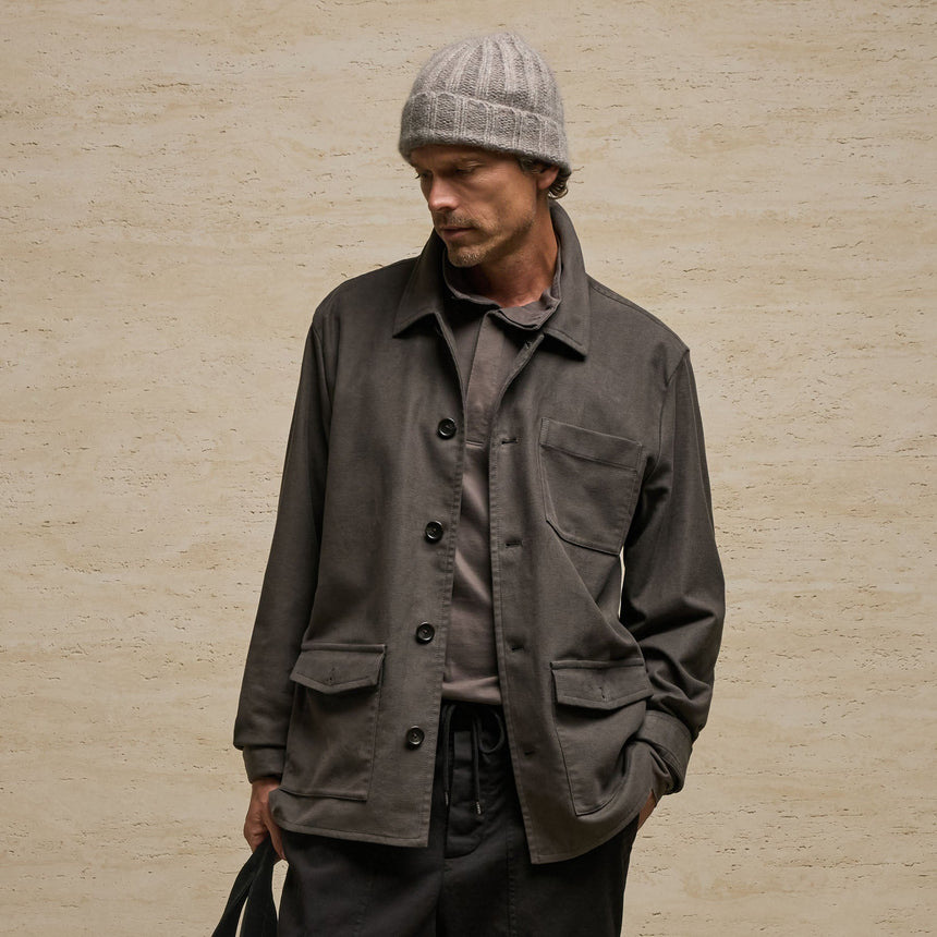 Sf Mlskin Button Frt Uti Jkt in Dusty Brown | James Perse Los Angeles