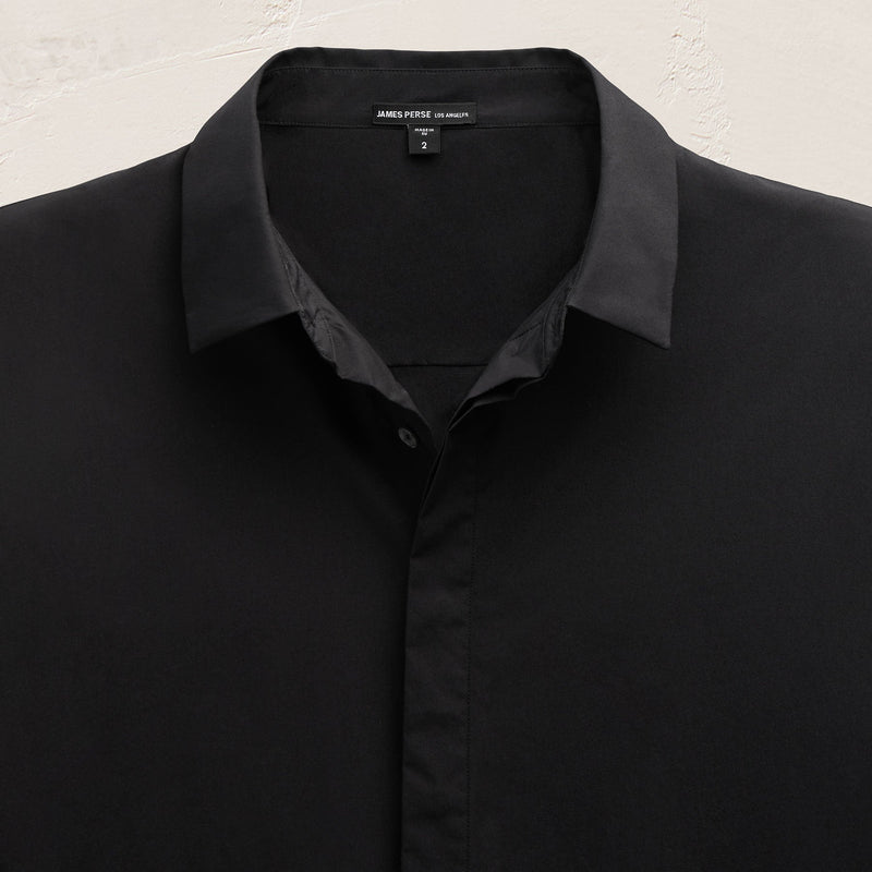 Supima Poplin Shirt in Black | James Perse Los Angeles FLAT