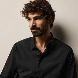 Supima Poplin Shirt in Black | James Perse Los Angeles