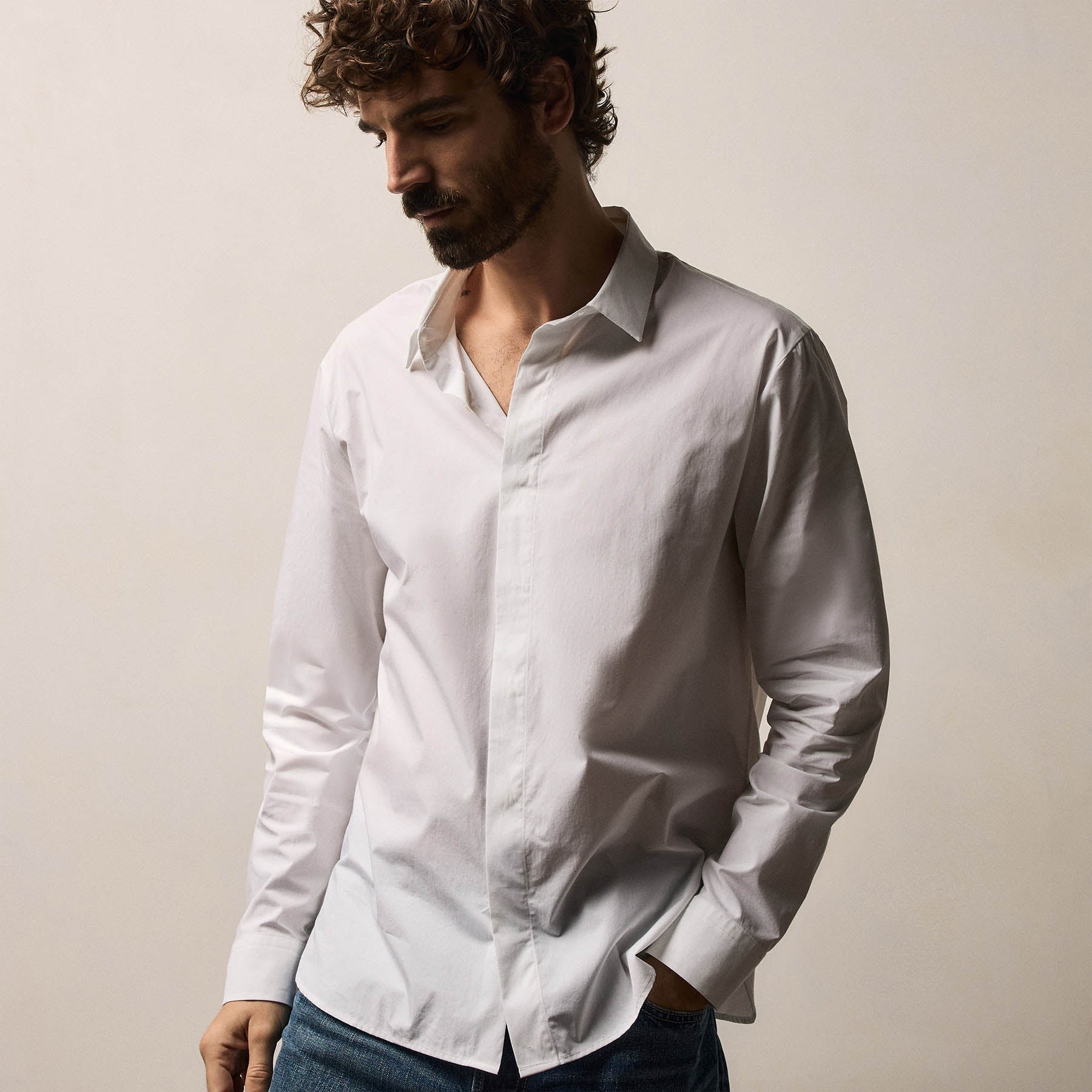 Supima Poplin Shirt in White | James Perse Los Angeles