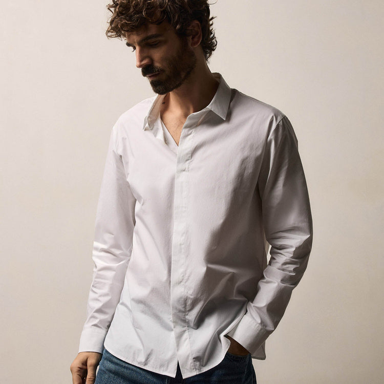 Supima Poplin Shirt in White | James Perse Los Angeles