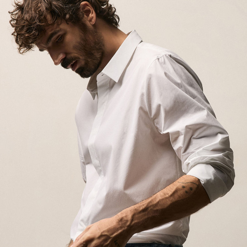 Supima Poplin Shirt in White | James Perse Los Angeles