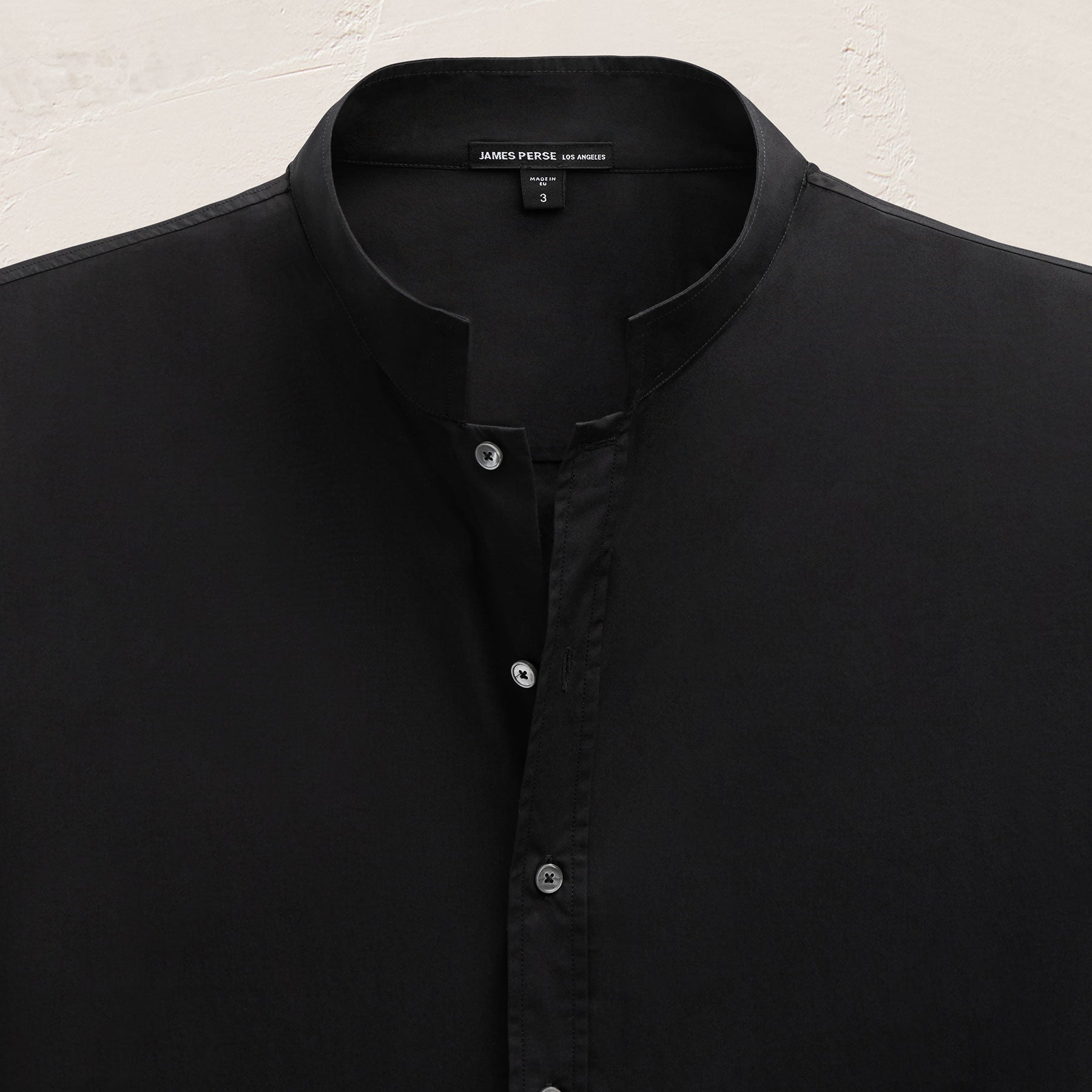 Poplin Collarless Shirt - Black | James Perse Los Angeles