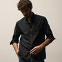 Poplin Collarless Shirt in Black | James Perse Los Angeles