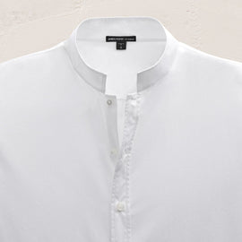 Poplin Collarless Shirt in White | James Perse Los Angeles FLAT