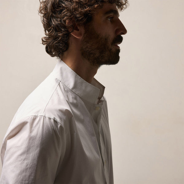 Poplin Collarless Shirt in White | James Perse Los Angeles