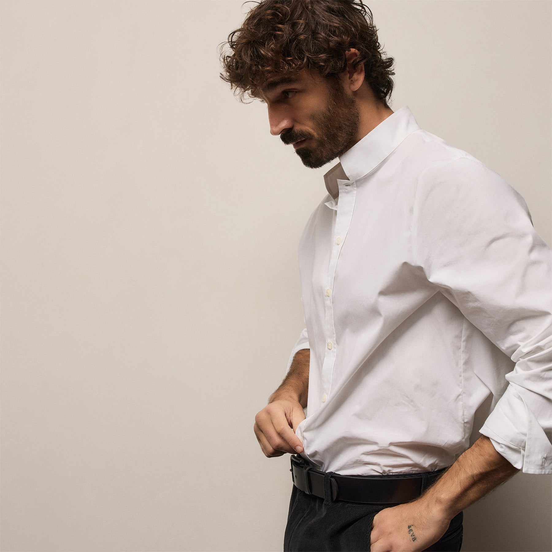 Poplin Collarless Shirt