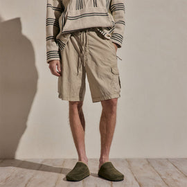Parachute Poplin Cargo Short in Flax Pigment | James Perse Los Angeles