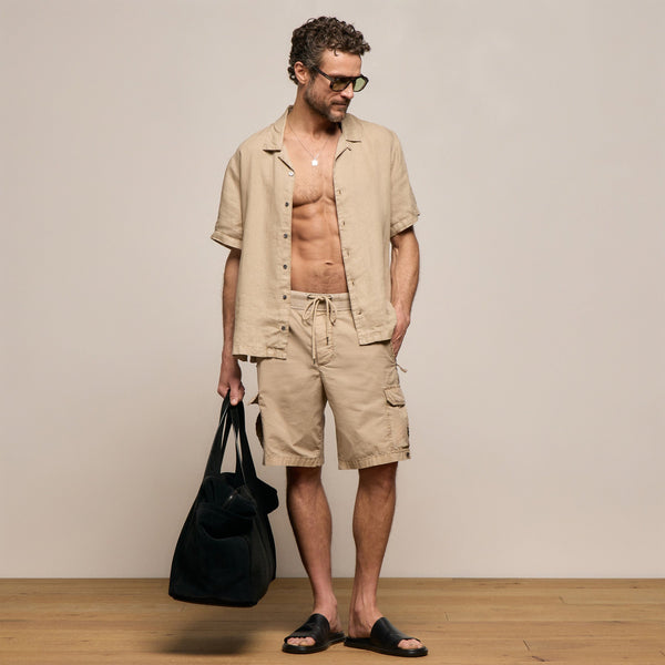 Parachute Poplin Cargo Short in Light Khaki Pigment | James Perse Los Angeles