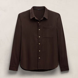 Salt Shrunk Muslin Long Sleeve Shirt in Bark | James Perse Los Angeles
