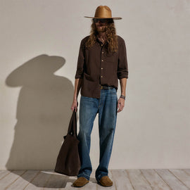 Cotton Muslin Shirt in Bark | James Perse Los Angeles