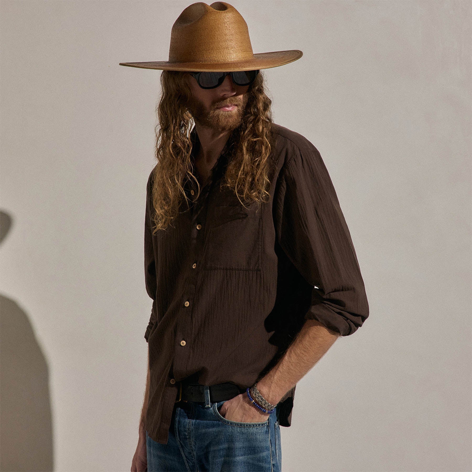 Cotton Muslin Shirt in Bark | James Perse Los Angeles