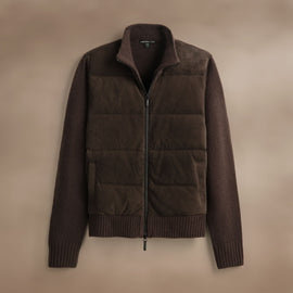 Suede Front Zip Up Sweater  in Bronco | James Perse Los Angeles