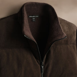 Suede Front Zip Up Sweater  in Bronco | James Perse Los Angeles