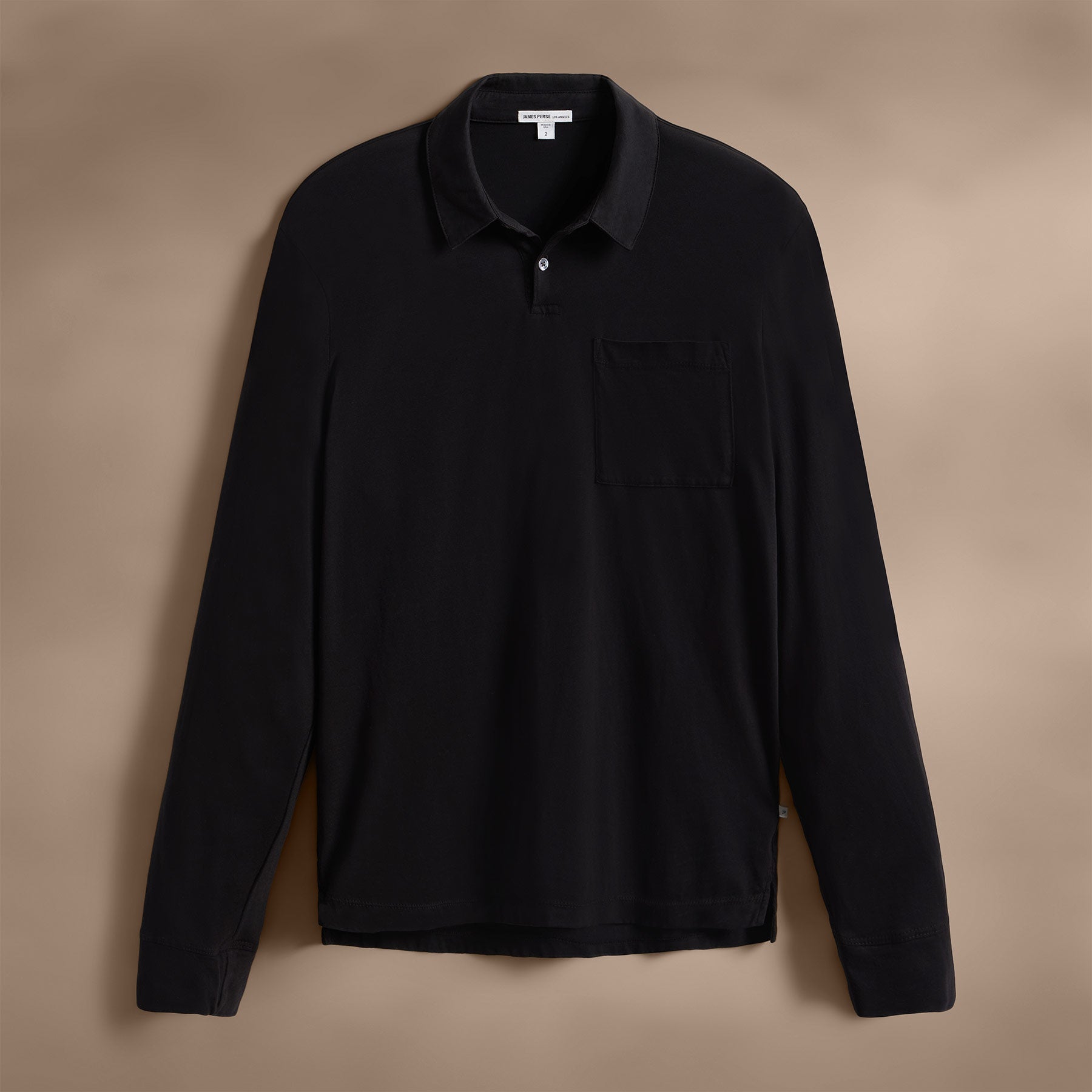 Sueded Jersey Rugby Polo - Black | James Perse Los Angeles