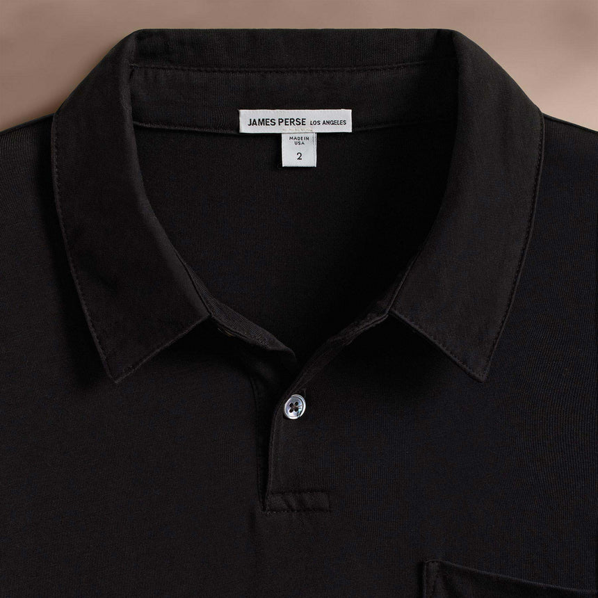 Sueded Jersey Rugby Polo in Black | James Perse Los Angeles