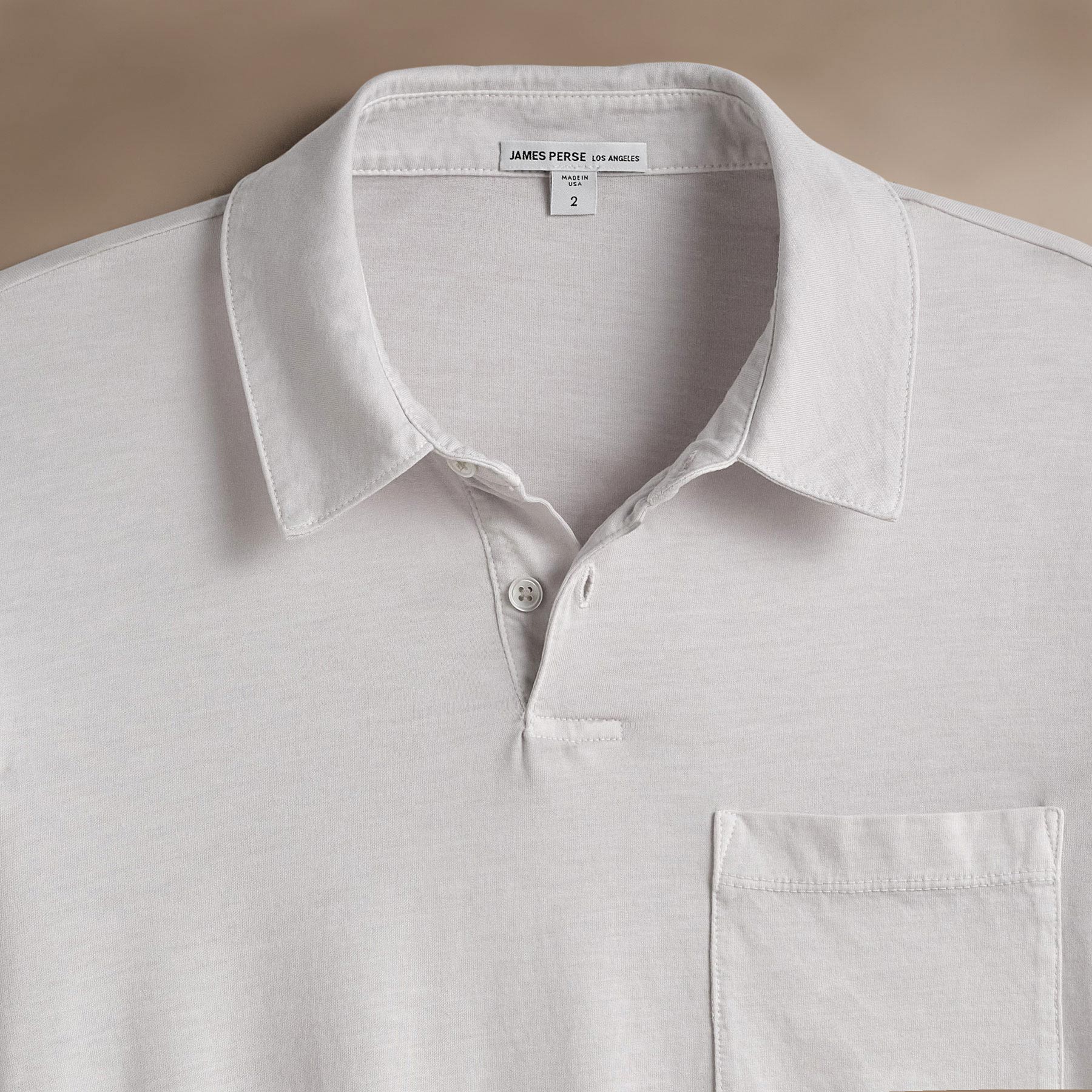 Sueded Jersey Rugby Polo - Light Mist Pigment | James Perse Los