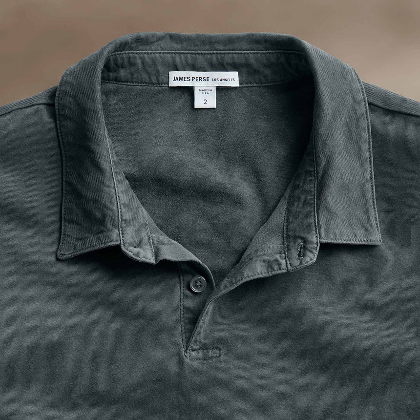 Sueded Jersey Polo in Asphalt Pigment | James Perse Los Angeles