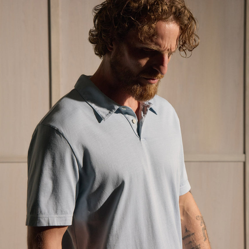 Sueded Jersey Polo in Azure Pigment | James Perse Los Angeles
