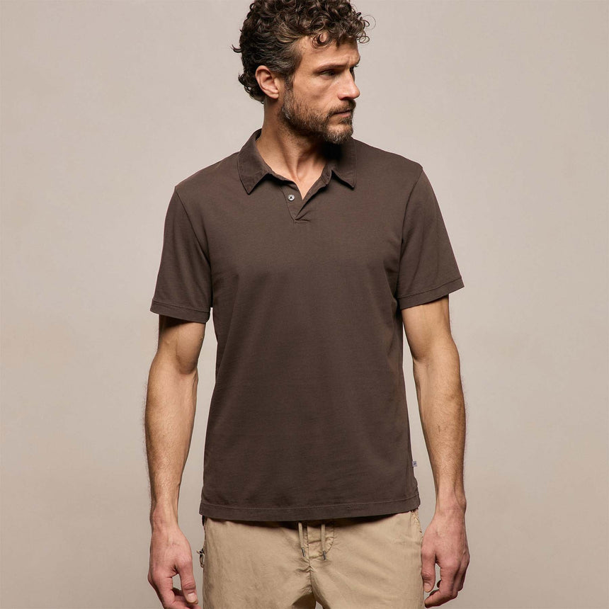 Sueded Jersey Polo in Bark Pigment | James Perse Los Angeles