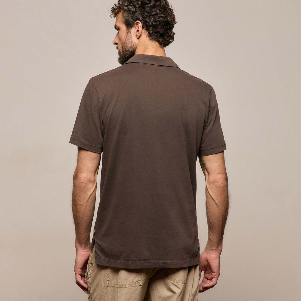 Sueded Jersey Polo in Bark Pigment | James Perse Los Angeles