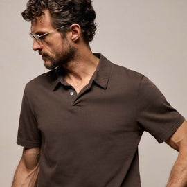 Sueded Jersey Polo in Bark Pigment | James Perse Los Angeles