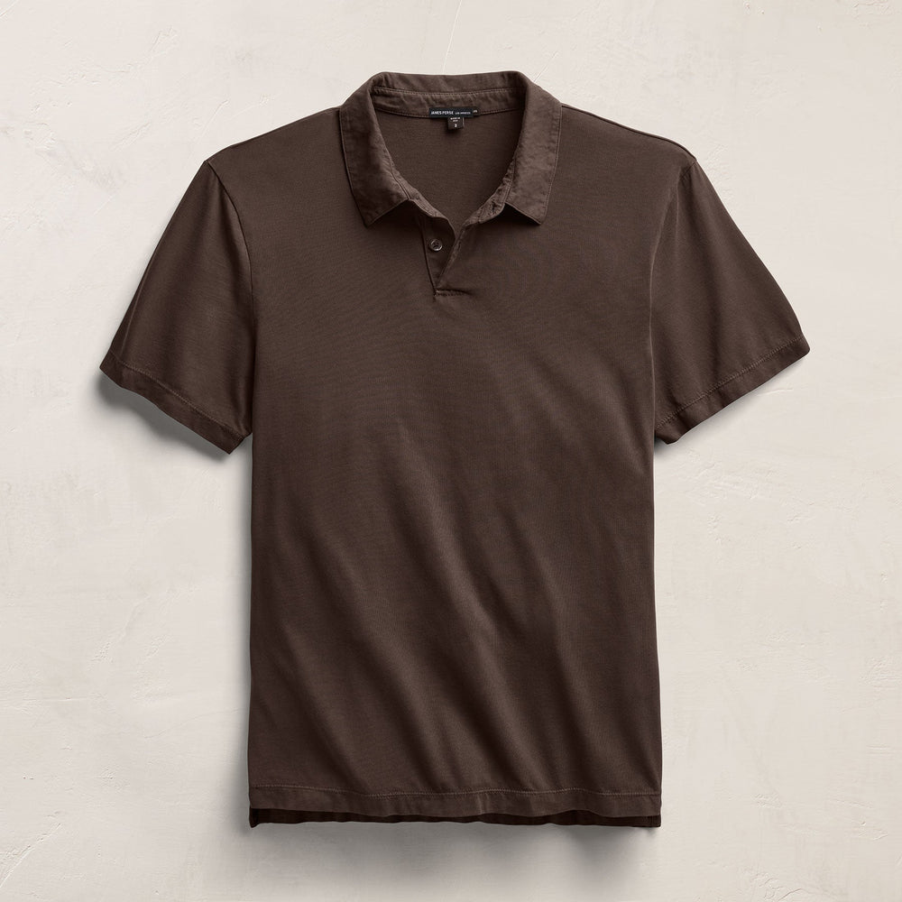 Sueded Jersey Polo in Bark Pigment | James Perse Los Angeles