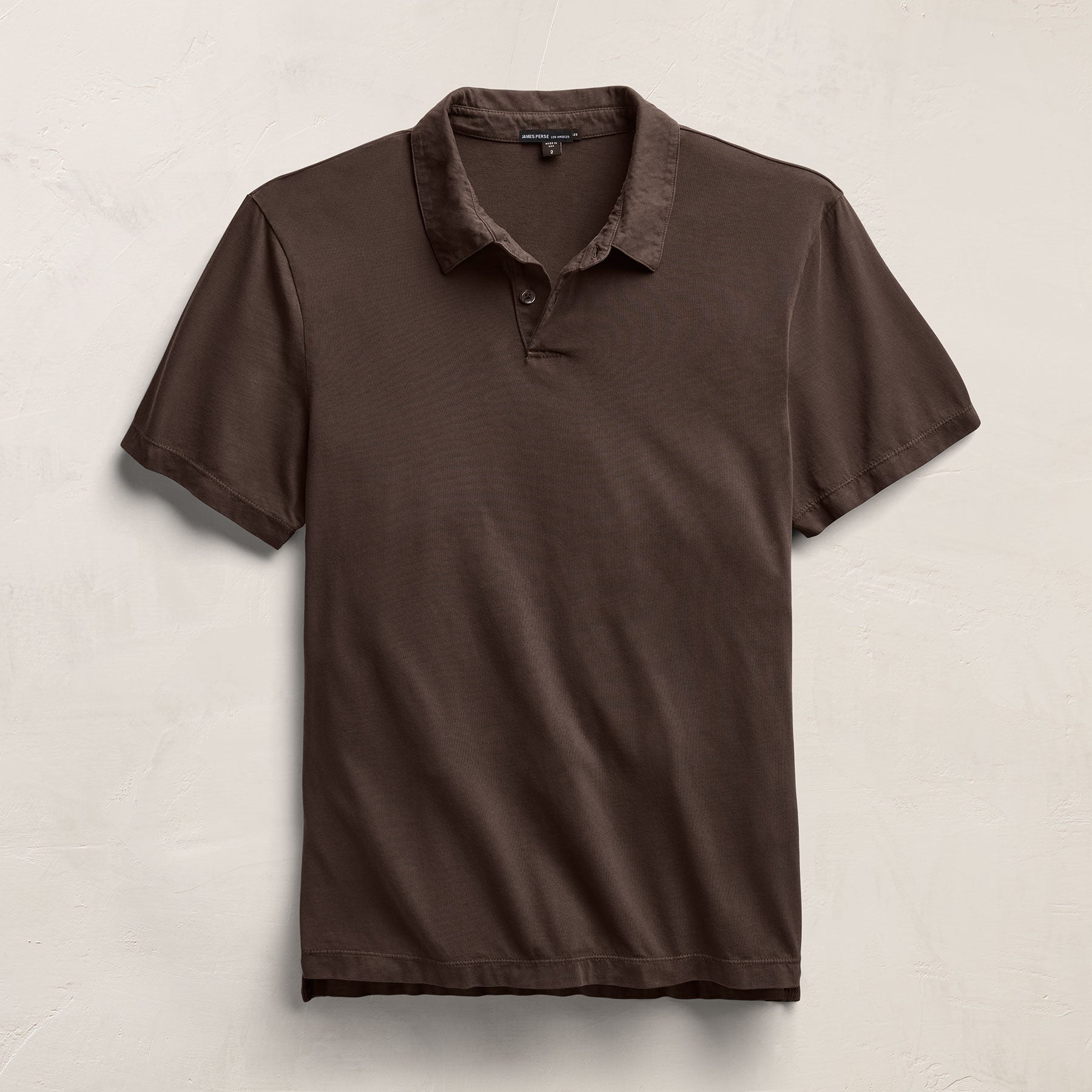 Sueded Jersey Polo in Bark Pigment | James Perse Los Angeles