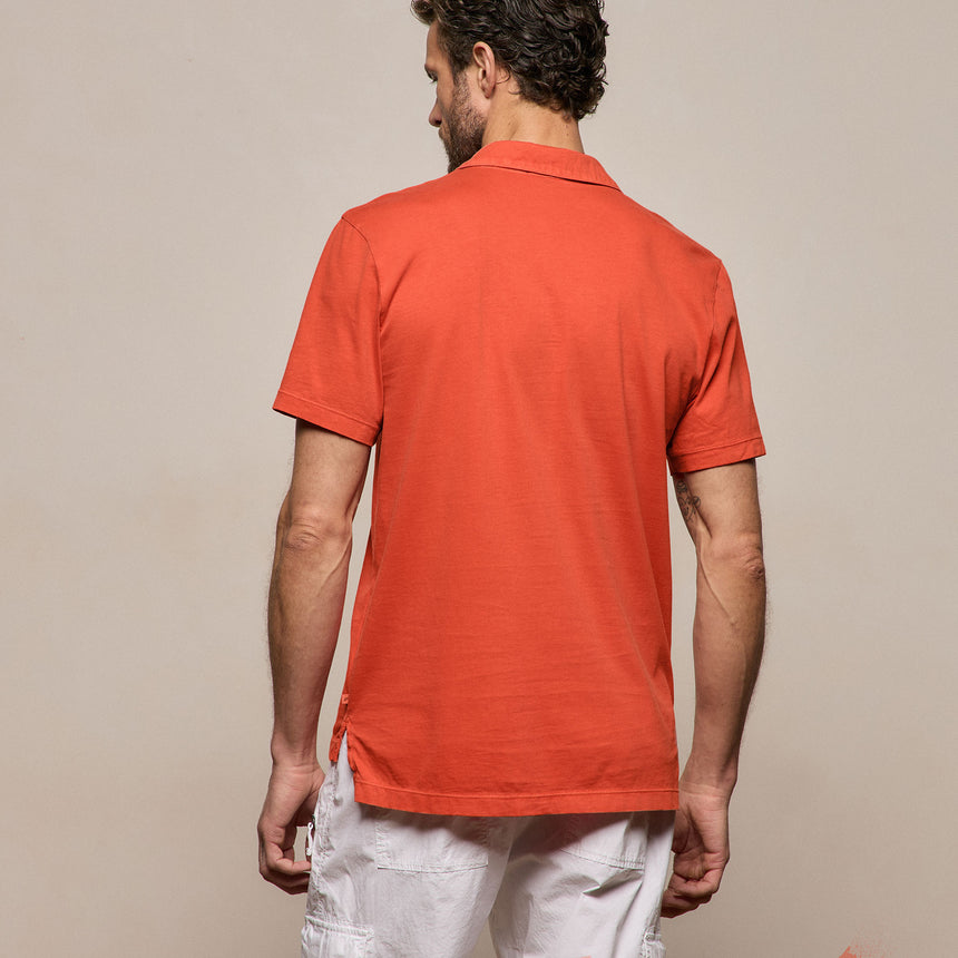 Sueded Jersey Polo - Blood Orange Pigment