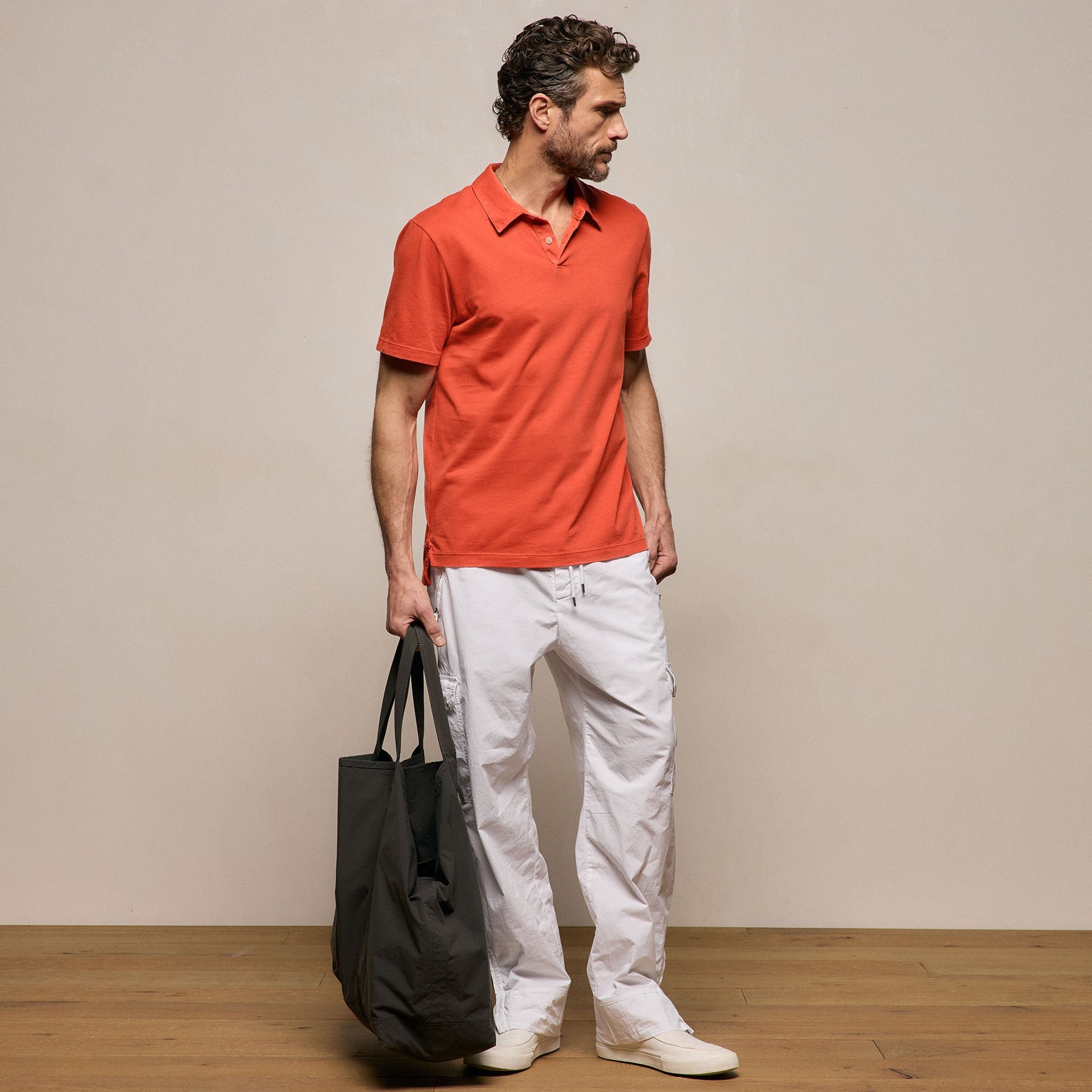 Sueded Jersey Polo - Blood Orange Pigment