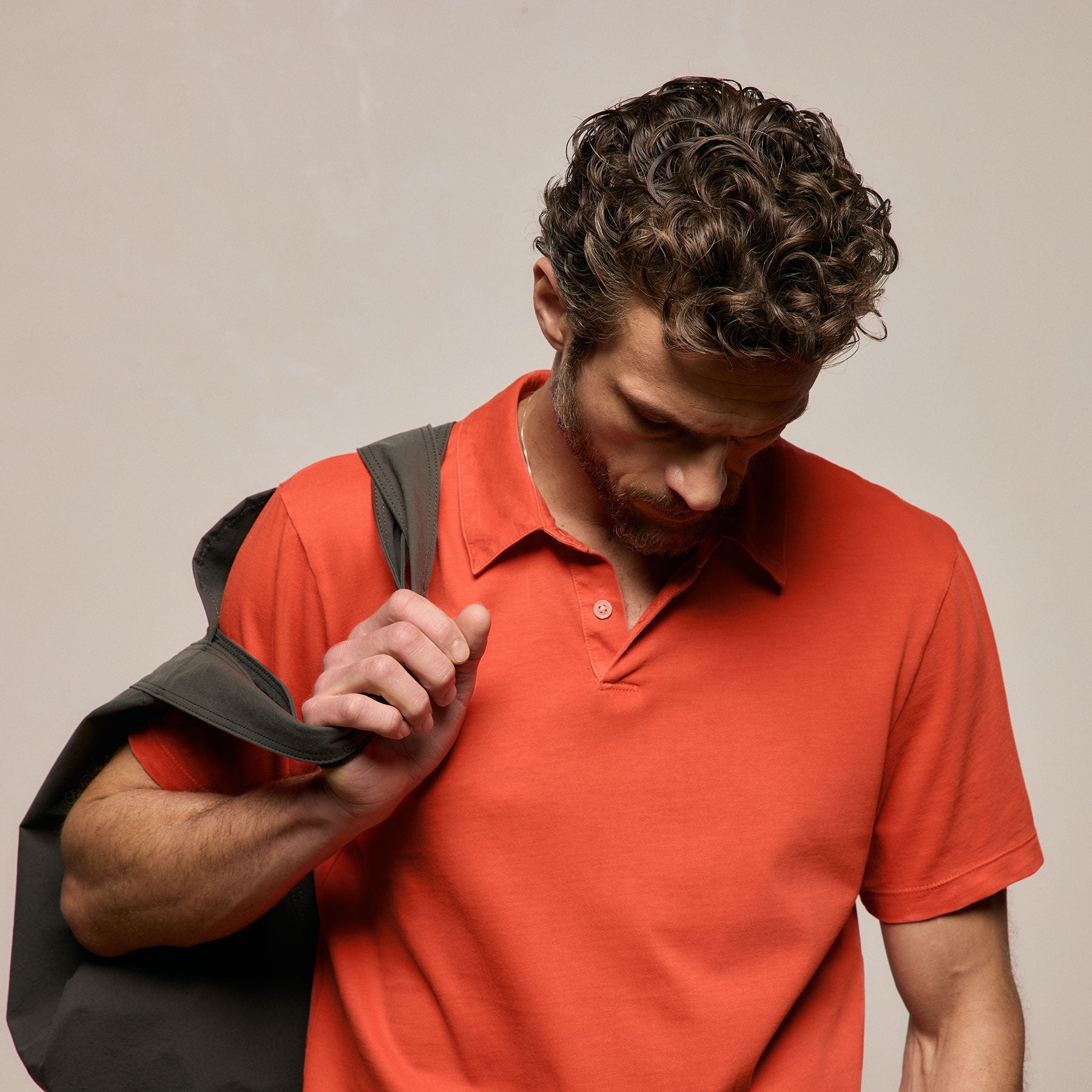 Sueded Jersey Polo - Blood Orange Pigment