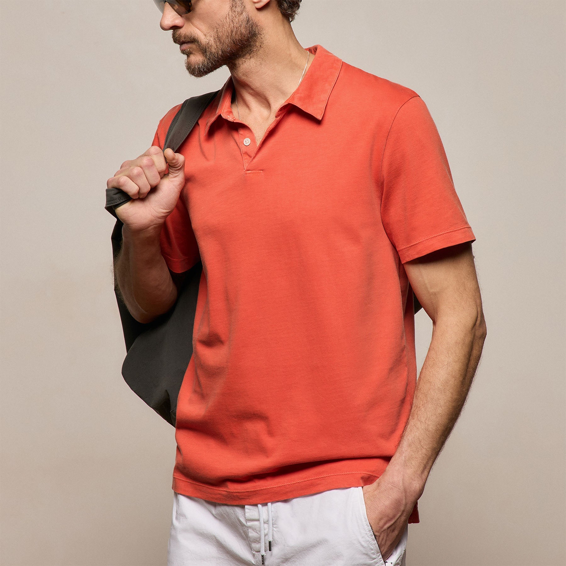 Sueded Jersey Polo - Blood Orange Pigment