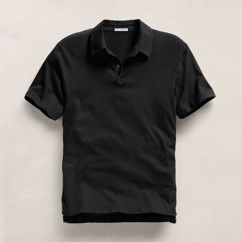Sueded Jersey Polo in Black | James Perse Los Angeles