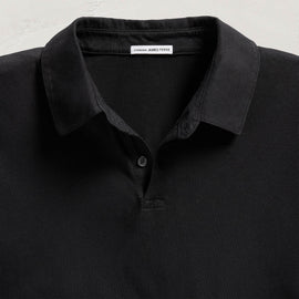 Sueded Jersey Polo - Black