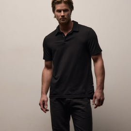 Sueded Jersey Polo in Black | James Perse Los Angeles