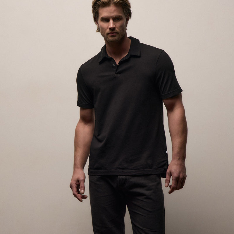 Sueded Jersey Polo in Black | James Perse Los Angeles
