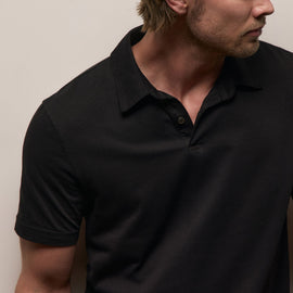 Sueded Jersey Polo in Black | James Perse Los Angeles